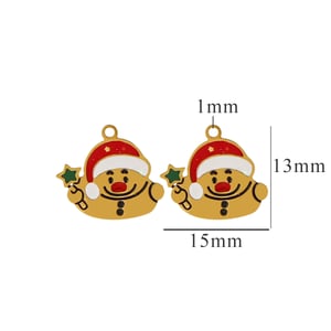 1 pezzo semplice serie simpatico cartone animato pupazzo di neve in acciaio inossidabile placcato Colore oro  unisex pendenti h5 